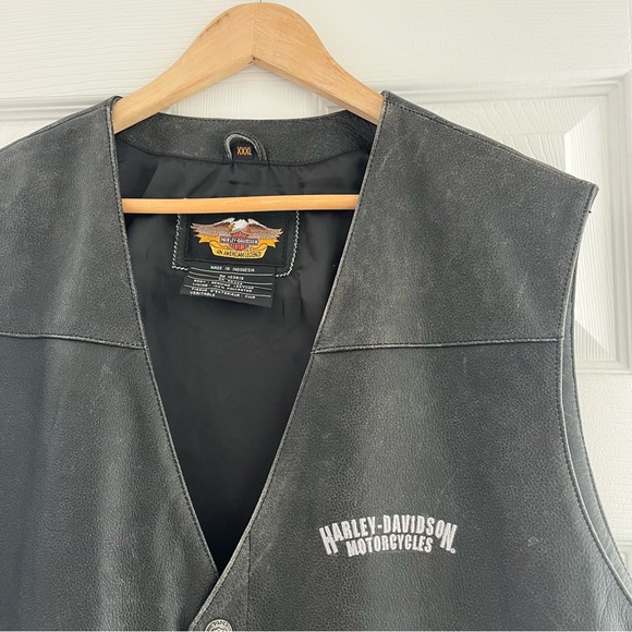 SOLD xlist Harley Davidson TWIN CAM Style Black Leather Vest Men's Size XXXL 3XL - Picture 2 of 14